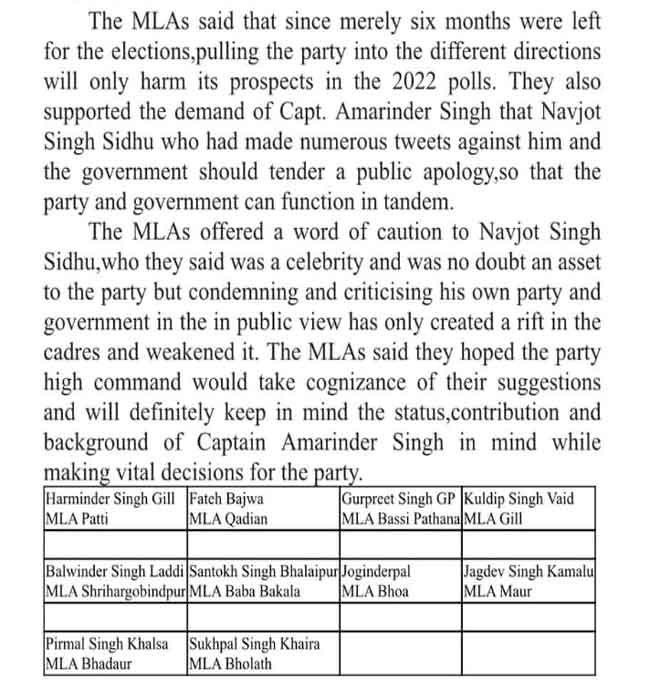 पंजाब में सिद्धू और कैप्‍टन में तेज हुई जंग , कांग्रेस के दस विधायकों ने हाईकमान को भेजा पत्र